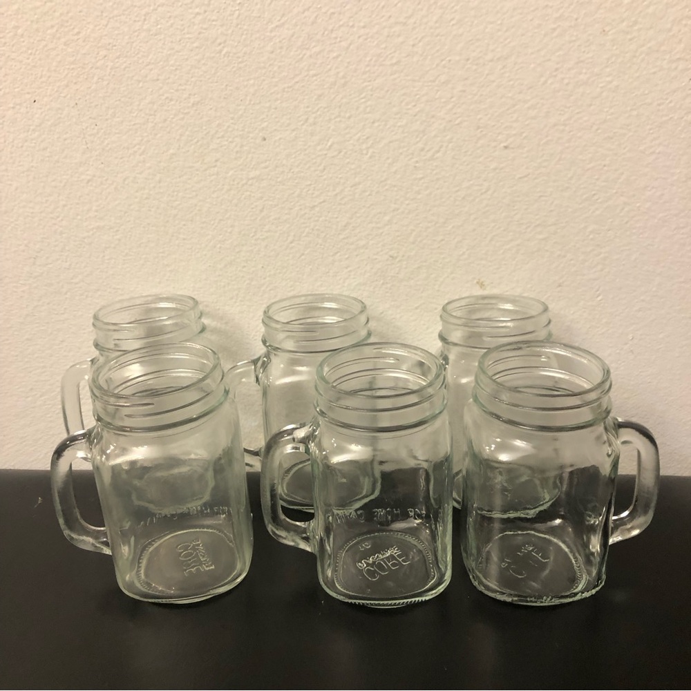 Retro MASON JAR Style Handled Mugs Set of 6